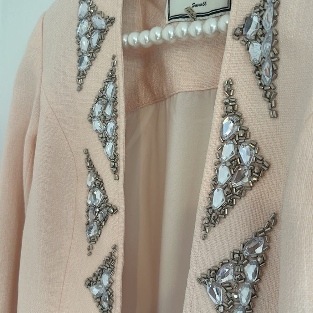 Hommage blazer jacket ballet pink rhinestones any event S in excellent condition